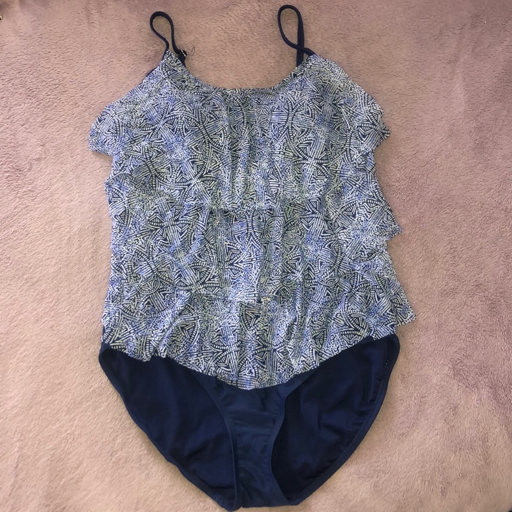 Ruffle layered one piece swimsuit